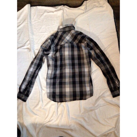 Zoo York Button Up Black White Plaid Checkered Small Long Sleeve Shirt - Picture 11 of 16